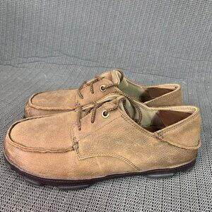 Olukai Hamakua Poko Mens Size 8.5 Brown Leather Derby Loafers Casual Shoes